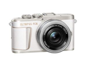 pen e-pl10 shiro white camera body with black m.zuiko digital 14-42mm f3.5-5.6 ez lens