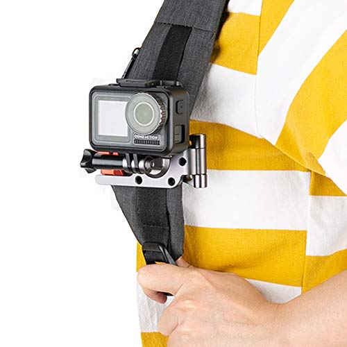 NICEYRIG Backpack Mount Clip for GoPro Hero 10/9/8/7/6/5, DJI Osmo Action, Universal Action Camera 360 Degree Shoulder Strap Mounting Clamp - 338