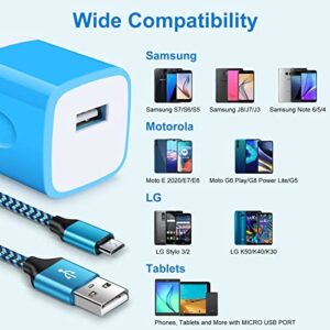 Android Charger Micro USB Android Charger Cable Single Port Wall Charger Block Phone Plug 6FT Charging Cord for Samsung Galaxy S7 S6 Edge/Active/S5 S4 S3 S2, Note 6 5 4,A10 J8 J3V J7V J7 J3 J6 J5 J2