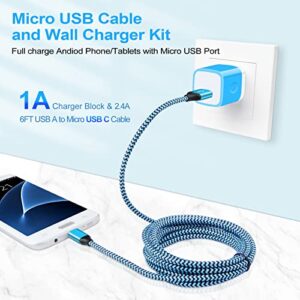 Android Charger Micro USB Android Charger Cable Single Port Wall Charger Block Phone Plug 6FT Charging Cord for Samsung Galaxy S7 S6 Edge/Active/S5 S4 S3 S2, Note 6 5 4,A10 J8 J3V J7V J7 J3 J6 J5 J2