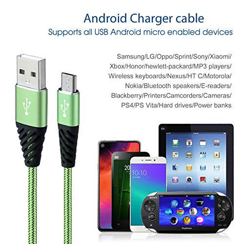 Boenoea Fast Phone Charger Android 10ft 5-Pack Long Micro USB Cable Braided Compatible with Samsung Galaxy J3 J7 S6 S7 Edge Note 4 5 LG BlackBerry Motorola Xbox PS4 Kindle