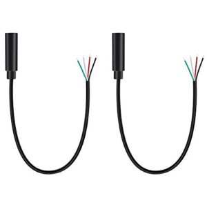 fancasee 2 pack replacement 3.5mm female jack to bare wire open end trrs 4 pole stereo 1/8″ 3.5mm jack plug connector audio cable for headphone headset earphone microphone cable repair