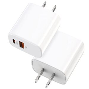 2 pack 20w usb c fast charger dual port wall charger block iphone charger qc+pd3.0 usb c+a for iphone 14 plus 14 pro max 13 12 pro max mini 11 xs xr x, ipad pro air 10 9 8 7