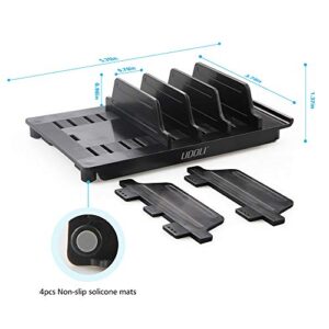 UDOLI Adjustable Universal Multi Device Organizer Dock Stand Holder, Tablet Cell Phone Desktop Stand for iPhone Samsung Galaxy Google Nexus Kindle (Black)- No Charging Port