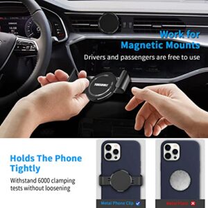 Yorsoirll Metal Phone Clamp Grip for Magnet Car Mount, [Easy Clip & Remove] Metal Phone Clip All Magnet Car Holder Cell Phone Magnetic Plate Compatible with iPhone 13 14Pro Max,Smartphones (Black)