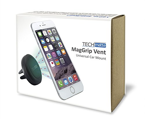 TechMatte Car Mount, MagGrip Air Vent Magnetic Universal Car Mount Holder for Smartphones Including iPhone 7, 6, 6S, Galaxy S7, S7 Edge Black