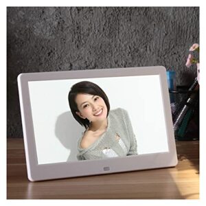 10 Inch Screen LED Backlight HD 1024 * 600 Digital Photo Frame Electronic Album Picture Music Movie Full Function Good Gift (Color : White 32GB, Size : EU Plug)