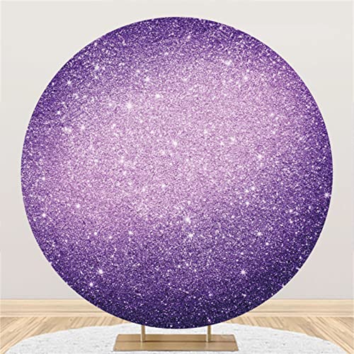 Canessioa 7.2x7.2ft Purple Round Backdrop Glittering Violet Purple Shiny Glitters Round Backdrop Cover for Photo Shoot Baby Shower Bridal Shower Birthday Party Purple Circle Backdrop Polyester