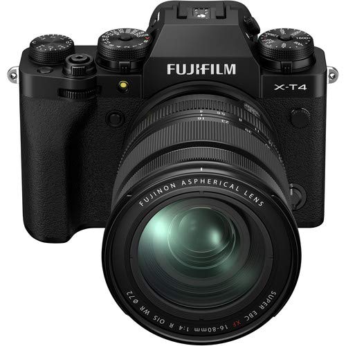 Fujifilm X-T4 Mirrorless Digital Camera with XF 16-80mm f/4 R OIS WR Lens (Black) Bundle, Includes: SanDisk 64GB Extreme SDXC Memory Card, Fujifilm VG-XT4 Battery Grip and More (8 Items)