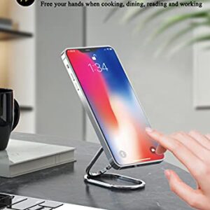 VAWcornic Phone Ring Holder Finger Kickstand, 540° Dual Direction Rotating Phone Grip for iPhone, Samsung, Huawei Smartphone, Tablet, Kindle, Switch Lite Compatible with Magnetic Car Mount (Silver)