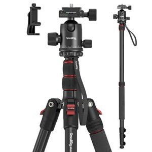 smallrig 71″ camera tripod, foldable aluminum tripod & monopod, 360°ball head detachable, payload 33lb, adjustable height from 16″ to 71″ for camera, phone-3935