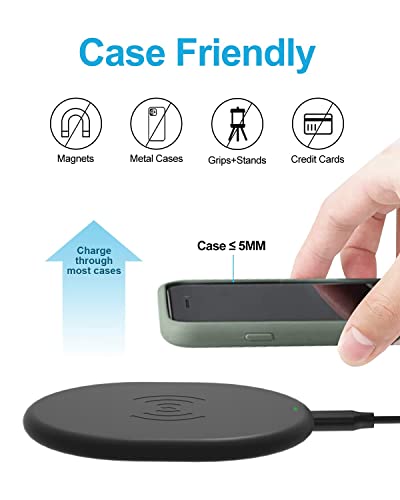 Ultra-Slim Wireless Charger, 15W Maximum Fast Wireless Charging Pad Compatible with iPhone 14/13/12/11, for Samsung Galaxy S21/S20/S10/S9/S8/Note20/10/9/8,Google Pixel(No AC Adapter)