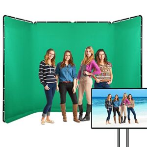 gskaiwen 7.87ft x 13.12ft portable large chromakey green screen backdrop with stand photography background support system for photo studio video shooting, live streaming, parties, keying, stage
