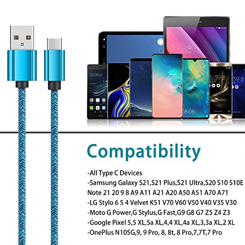 Type C Charger Cable USB C Cables Fast Charging Power Phone Charger Cord 6ft 2Pack for Samsung Galaxy S23 S23+ S23 Ultra S22 S21 A13 Note 20 A10e A21 A11 S20 Plus S10 S9 A71 A01 A20 A51 A50 z fold4 3