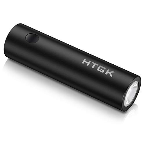 HTGK Power Bank 5000mAh with 120 Lumens Flashlight, Mini Portable Charger Ultra Compact External Backup with 20W PD & QC 3.0 Super Fast-Charging, Compatible with iPhone Samsung and More(Black)