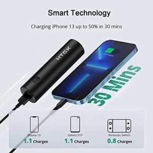 HTGK Power Bank 5000mAh with 120 Lumens Flashlight, Mini Portable Charger Ultra Compact External Backup with 20W PD & QC 3.0 Super Fast-Charging, Compatible with iPhone Samsung and More(Black)