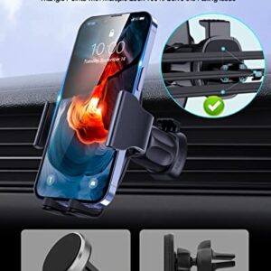 Diaclara Car Phone Holder Mount, [Military Sturdy, Firmly Grip & Never Slip] Universal Car Phone Mount, Metal Hook Clip Car Vent Phone Mount Compatible with All iPhone Samsung Android Smartphone