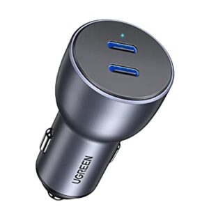 UGREEN USB C Car Charger, 40W Type C Car Charger Dual PD 20W Fast Car Charger Adapter Compatible with iPhone 14/13/12/11, iPad Pro/Mini/Air, Galaxy S23/S22/S21/S20/S10/Note 20, Pixel 5/4/3