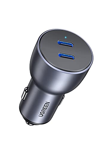 UGREEN USB C Car Charger, 40W Type C Car Charger Dual PD 20W Fast Car Charger Adapter Compatible with iPhone 14/13/12/11, iPad Pro/Mini/Air, Galaxy S23/S22/S21/S20/S10/Note 20, Pixel 5/4/3