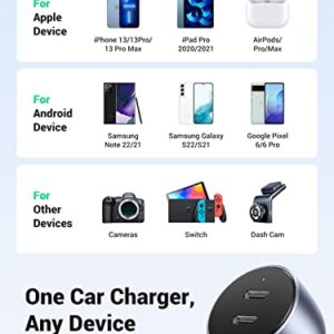 UGREEN USB C Car Charger, 40W Type C Car Charger Dual PD 20W Fast Car Charger Adapter Compatible with iPhone 14/13/12/11, iPad Pro/Mini/Air, Galaxy S23/S22/S21/S20/S10/Note 20, Pixel 5/4/3