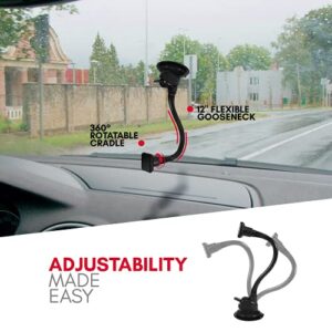 Macally Windshield Phone Mount for Car Magnetic - Suction Cup Window Mount Phone Holder with 12" Long Gooseneck Arm & Super Strong Magnet Mount for Cell Phone, iPhone, Smartphone