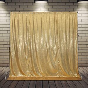 SquarePie Sequin Backdrop Curtain Not See Through Background for Wedding Party 10FT x 10FT Gold