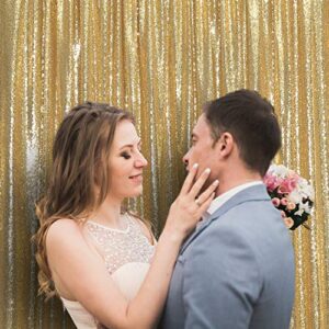 SquarePie Sequin Backdrop Curtain Not See Through Background for Wedding Party 10FT x 10FT Gold