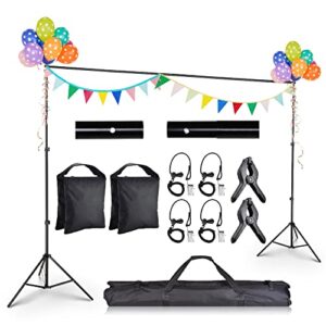 aw backdrop stand 10 x 7ft/3m x 2.1m adjustable parties background support system stand with 2 clamps 4 clips 2 sand bags for studio photo event live youtuber classroom stage for puppets