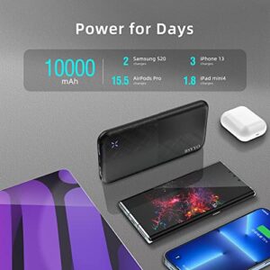 BSYYO Portable Charger,USB C High-Speed 10000mAh Power Bank with Triple 3A Ports,External Battery Pack Cell Phone Changer for iPhone 12 X 8 Plus Google Samsung LG iPad and More