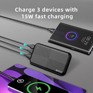 BSYYO Portable Charger,USB C High-Speed 10000mAh Power Bank with Triple 3A Ports,External Battery Pack Cell Phone Changer for iPhone 12 X 8 Plus Google Samsung LG iPad and More