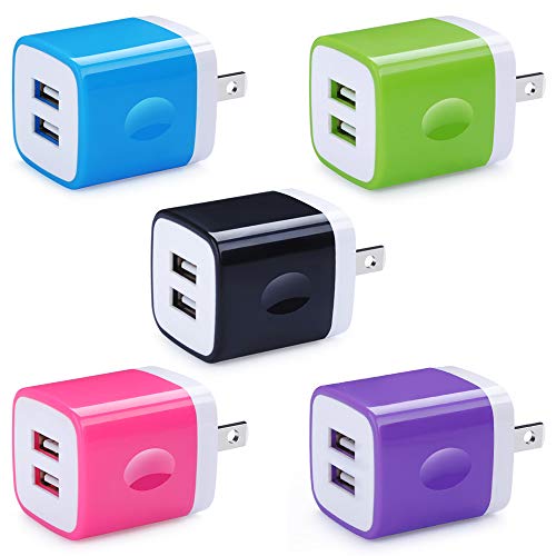 5 Pack USB Charger Block Wall Plug HUHUTA Dual Port 2.1A USB Phone Charger Adapter Fast Charging Box for iPhone 14 13 12 11 Pro Max,iPad,Samsung Galaxy S23 S22 S21 A14 A13 A53,Google Pixel 7 Pro 6a 6