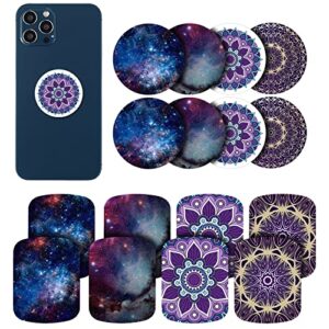 weewooday 24 pieces phone metal plates magnetic mount metal plate for all magnetic car, cell phone, tablet holder, 12 rectangle and 12 round (purple and blue,delicate style)