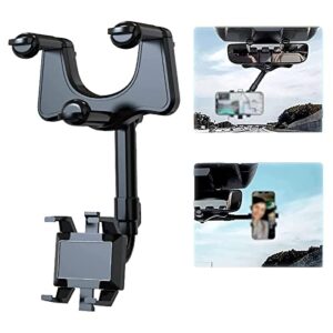 2022 Rotatable and Retractable Car Phone Holder - Rear View Mirror Phone Holder, Car Phone Holder Mount, 360-degree Rotation Adjustment, Easy to Install and Remove, for All Mobile Phones and All Car