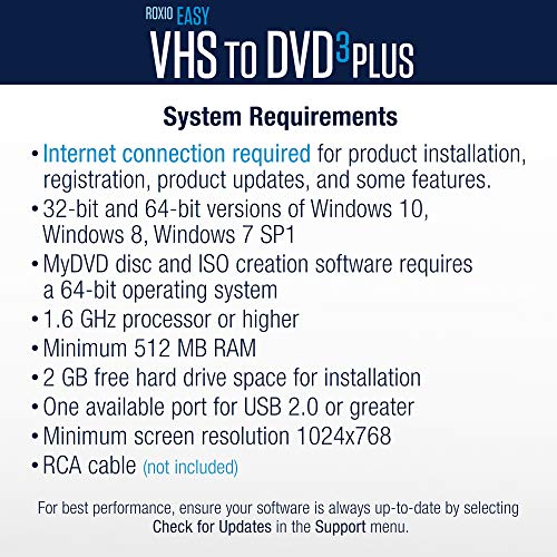 Roxio Easy VHS to DVD 3 Plus | VHS, Hi8, V8 Video to DVD or Digital Converter | Amazon Exclusive 2 Bonus DVDs [Windows]