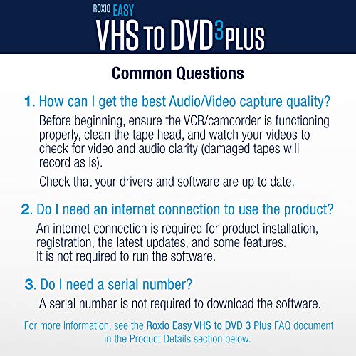 Roxio Easy VHS to DVD 3 Plus | VHS, Hi8, V8 Video to DVD or Digital Converter | Amazon Exclusive 2 Bonus DVDs [Windows]