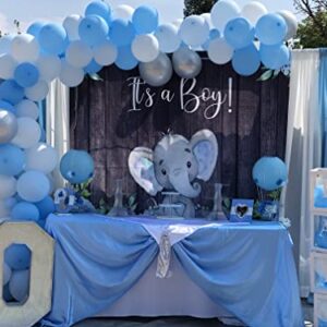 Avezano Boy Elephant Baby Shower Backdrop Blue Floral Elephant It's a Boy Background Decorations Rustic Wood Elephant Theme Baby Shower Party Banner Supplies(7x5ft)