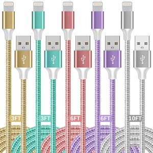 iphone charger,apple mfi certified 5 pack iphone charger cable iphone cord nylon braided compatible with iphone 13 pro/13/12/11 pro/11/xs max/xr/8/7/6s…