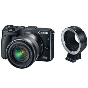 Canon EOS M3 Mirrorless Camera Kit with EF-M 18-55mm Image Stabilization STM Lens and Mount Adapter EF-EOS M - Wi-Fi Enabled (Black)