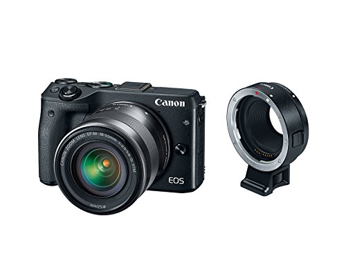 Canon EOS M3 Mirrorless Camera Kit with EF-M 18-55mm Image Stabilization STM Lens and Mount Adapter EF-EOS M - Wi-Fi Enabled (Black)