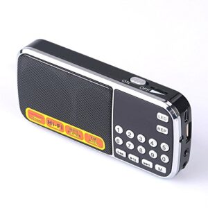 mfine 088 mini speakers portable music player micro sd/tf usb disk speaker fm radio – black