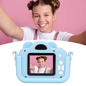 Tgoon Mini Kids Camera, High Definition Simple Operation Blue Kids Camera with Lanyard for Home