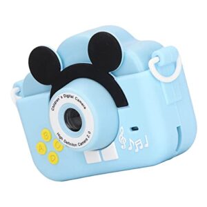 Tgoon Mini Kids Camera, High Definition Simple Operation Blue Kids Camera with Lanyard for Home