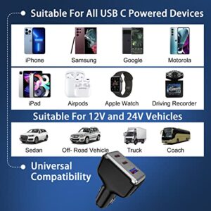 Super Fast Car Charger for iPhone 14 Pro Max 13 12 11 SE iPad Pro, 78W Cigarette Lighter USB Charger Adapter, PD 30W & QC 18W Android Phone Auto Cargador for Samsung Galaxy S23 S22 Ultra S21,Pixel 7