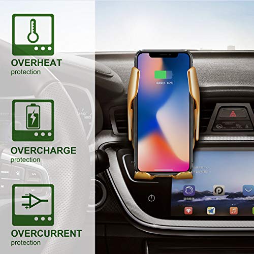 Wireless Fast Car Charger10W for Android iOS Smartphone Mobile Phone Fast Charging with Smart Sensor Car Mount Fast Charger for iPhone Xs Max/XR/X/8/8Plus Samsung S10/S9/S8-R2