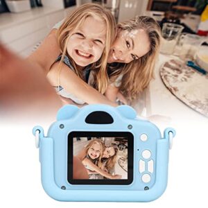 Tgoon Mini Kids Camera, Kids Camera Simple Operation Blue Cute Cartoon with Lanyard for Home