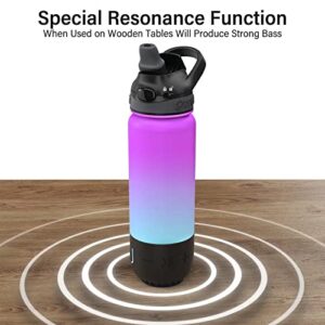 ICEWATER 3-in-1 Bluetooth Speaker+Smart Water Bottle+Dancing Lights, Portable Wireless Speaker, Glows to Remind You to Keep Hydrated, 20 oz, Auto Straw Lid, Leak-Proof (Black)