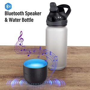 ICEWATER 3-in-1 Bluetooth Speaker+Smart Water Bottle+Dancing Lights, Portable Wireless Speaker, Glows to Remind You to Keep Hydrated, 20 oz, Auto Straw Lid, Leak-Proof (Black)