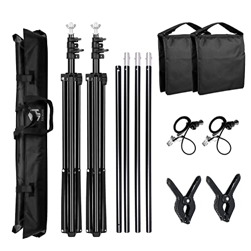 SH Backdrop Stand, 6.5 x 10 ft Adjustable Heavy Duty Photography Background Support System Kit with Spring Clamp, Sand Bag, Carry Bag, for Photo Video Studio1