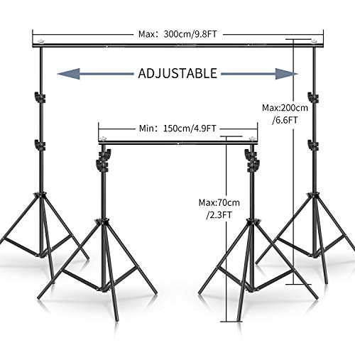 SH Backdrop Stand, 6.5 x 10 ft Adjustable Heavy Duty Photography Background Support System Kit with Spring Clamp, Sand Bag, Carry Bag, for Photo Video Studio1