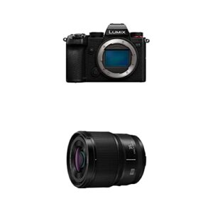 panasonic lumix s5 full frame mirrorless camera, 4k 60p video recording with flip screen with lumix s series camera lens